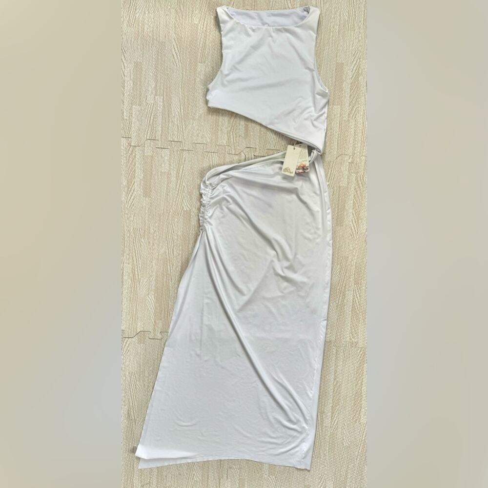 Agua Bendita Maxi Dress Sexy Stretchy Bridal Honeymoon Engagement Asymmetrical L - Picture 4 of 16